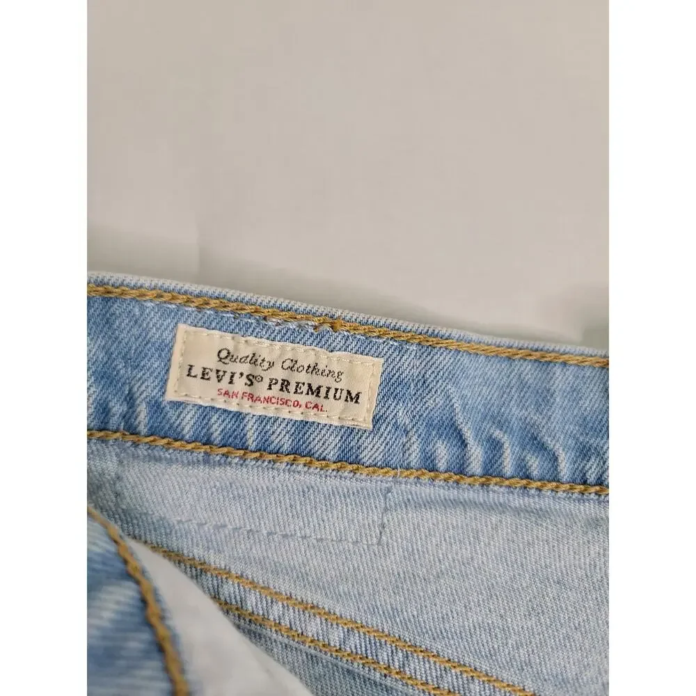 Levis Premium Ribcage Denim Shorts Womens SZ 28 Button Fly Stretch Big E